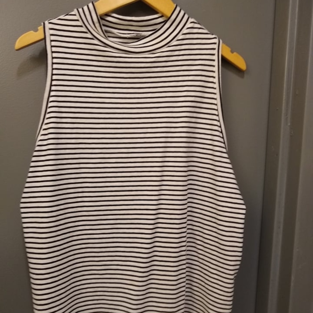 Striped High Neck Top